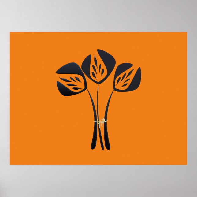 Maßgeschneiderte Art Deco Stil Bouquet Red Poster (Vorne)