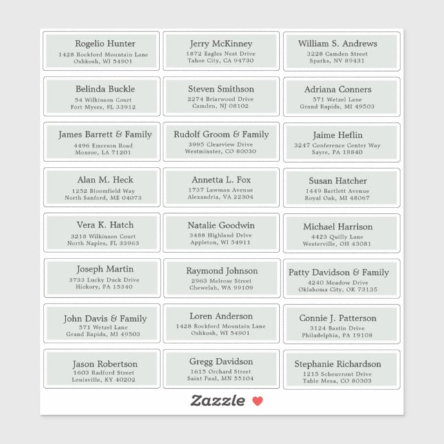 Maßgeschneiderte Aufkleber für Hochzeitsgast (Blatt)