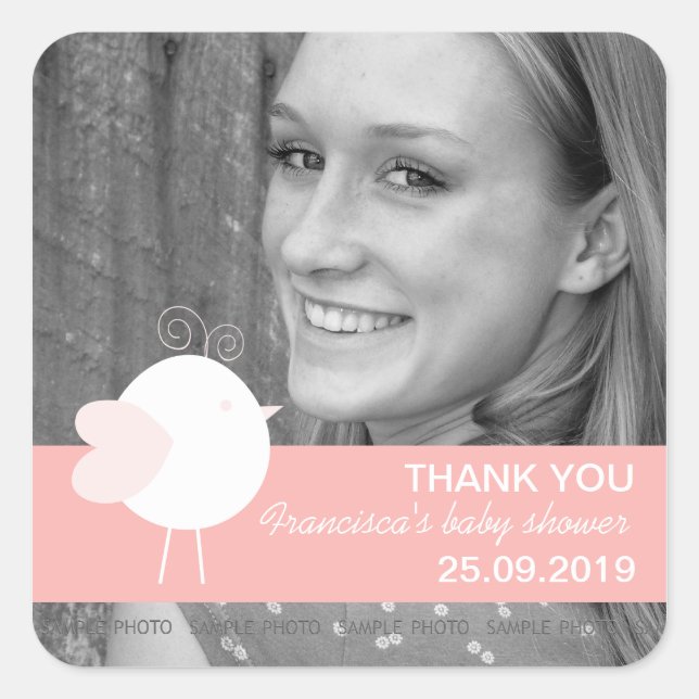 Maßgeschneiderte Baby Birds Baby Shower Lieblingst Quadratischer Aufkleber (Vorderseite)