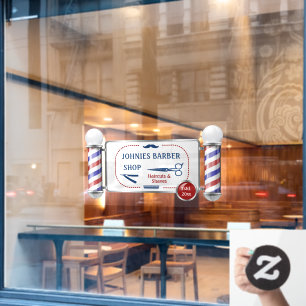 Maßgeschneiderte Barberholzgeschäfte Fensteraufkleber