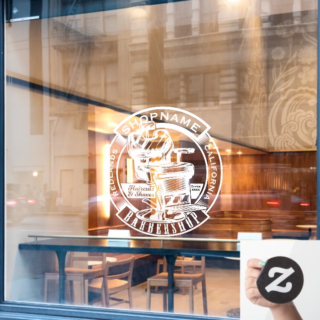 Maßgeschneiderte Barbershop Business Door White Gr Fensteraufkleber (Café-Fenster)