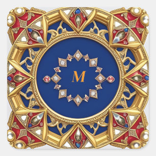✨ Maßgeschneiderte Barocke Ornate Vintage Luxusges Quadratischer Aufkleber