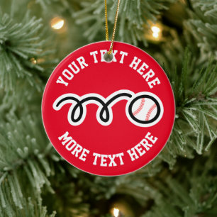 Maßgeschneiderte Baseballsportarten Weihnachtsbaum Keramik Ornament