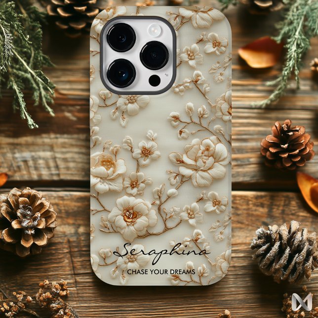 Maßgeschneiderte Beige bestickte Floral mit Inspir Case-Mate iPhone Hülle (Von Creator hochgeladen)