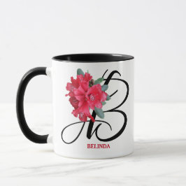 Maßgeschneiderte Belinda-Namen Rote Blume trendy b Tasse