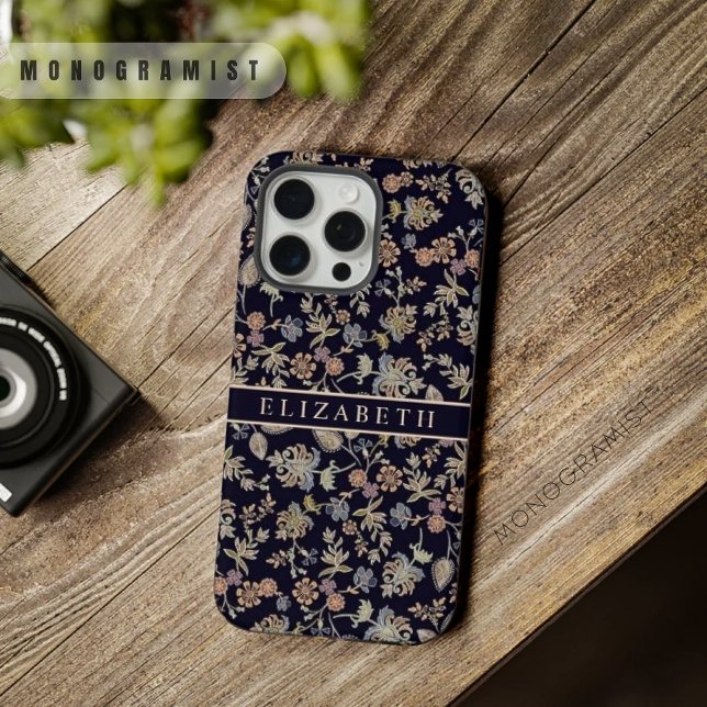 Maßgeschneiderte Black Floral Pastel Gold Blume iPhone Hülle (Customizable Black Floral Pastel Gold Flowers iPhone Case)