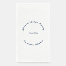 Maßgeschneiderte, blaue, geschwungene Bezeichnung  Serviette