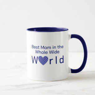 Maßgeschneiderte Blue Checkered Heart World - die Tasse