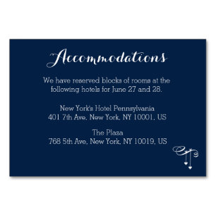 Maßgeschneiderte Blue Hochzeitkarte Tischnummer