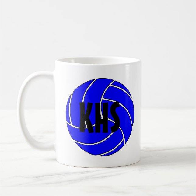 Maßgeschneiderte Blue Volleyball Coffee Tasse (Links)