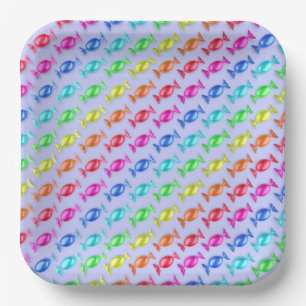 Maßgeschneiderte Bonbons mit verschiedenen Farben Pappteller