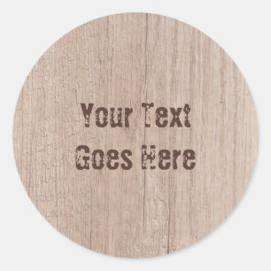 Maßgeschneiderte, braune Holzplatine Runder Aufkleber