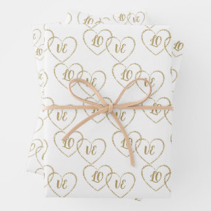 Maßgeschneiderte Bride & Groom Gold-Hochzeitszaube Geschenkpapier Set