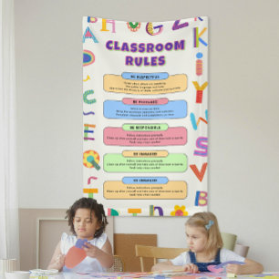 Maßgeschneiderte bunte Lehrerregeln Banner