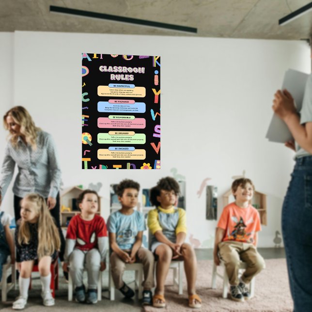 Maßgeschneiderte bunte Lehrerregeln Poster (Custom Colorful Teacher's Classroom Rules Poster)