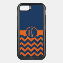 Maßgeschneiderte Burnt Orange und Navy Blue Monogr