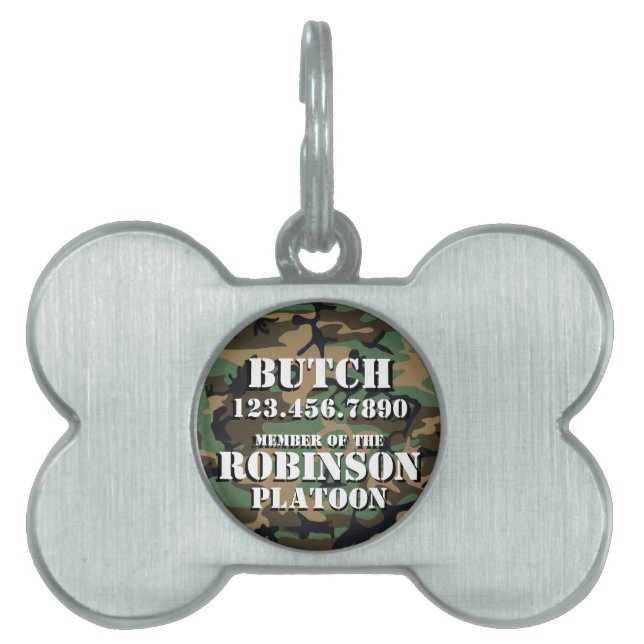 Maßgeschneiderte Camouflage Schwarz übergebene Tex Tiermarke (Vorderseite)