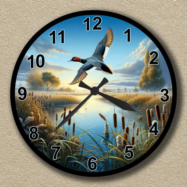 Maßgeschneiderte Canvasback-Ente Runde Wanduhr (Von Creator hochgeladen)