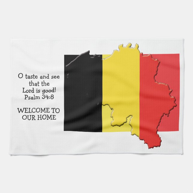 Maßgeschneiderte Christliche FLAG BELGIEN Küchentü Geschirrtuch (Horizontal)