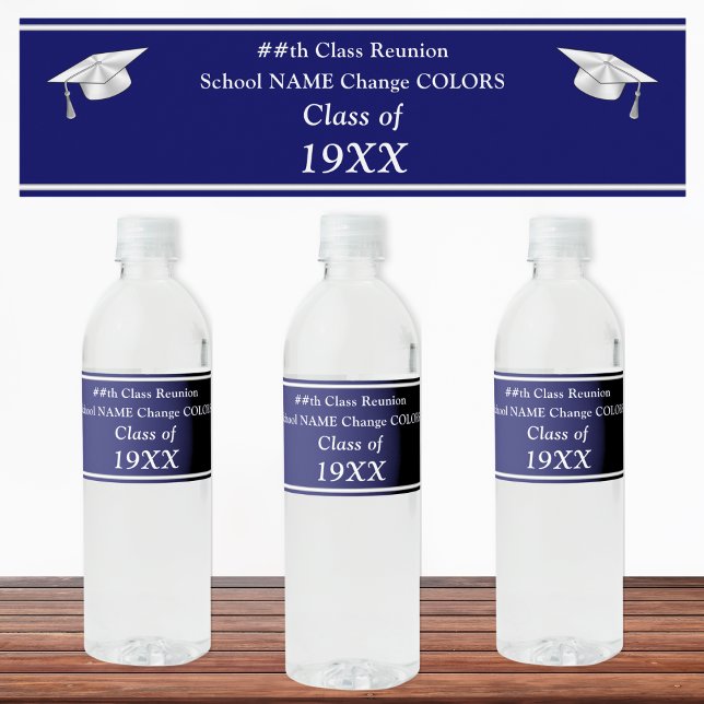 Maßgeschneiderte, Class Wiedersehen Water Bottle L Wasserflaschenetikett (Class reunion water bottle labels. Customizable water bottle labels. Class reunion party supplies. )