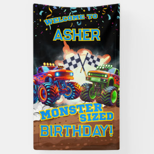 Maßgeschneiderte Coole Monster LKW Boys Geburtstag Banner