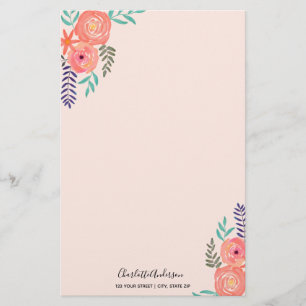 Maßgeschneiderte Coral Pink Blume Bouquet Briefpapier