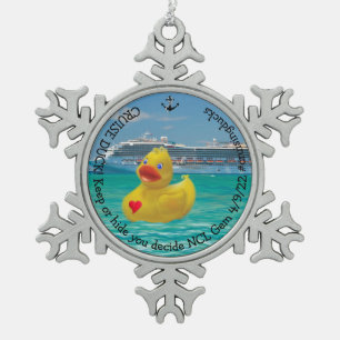 Maßgeschneiderte Cruising Duck für Erwachsene Schneeflocken Zinn-Ornament