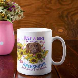 Maßgeschneiderte Dackel Lover Sonnenblumenlehrer Kaffeetasse