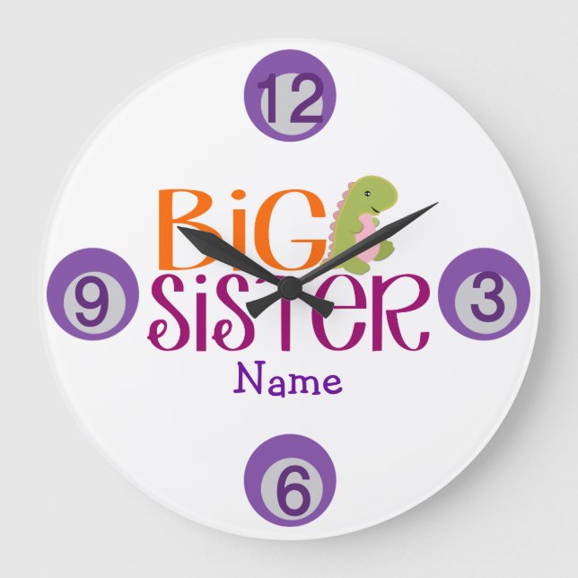 Maßgeschneiderte Dinosaurier Big Sister Wall Uhr (Vorderseite)