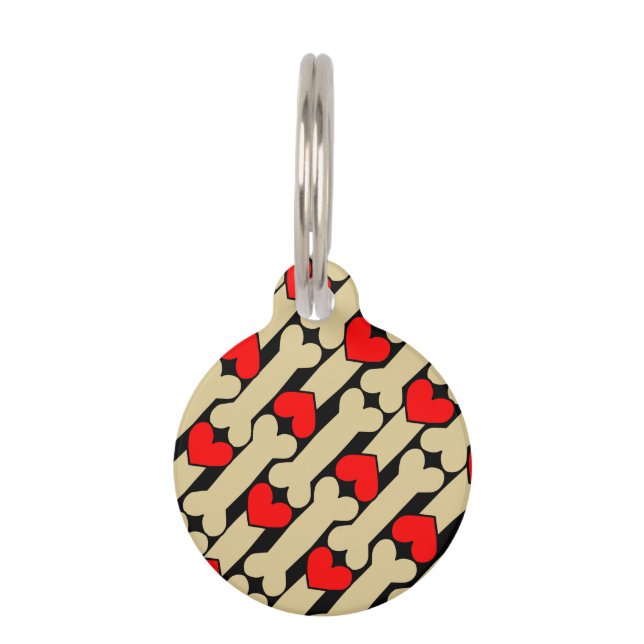 Maßgeschneiderte Dog Bone Hearts Haustiermarke (Vorderseite)