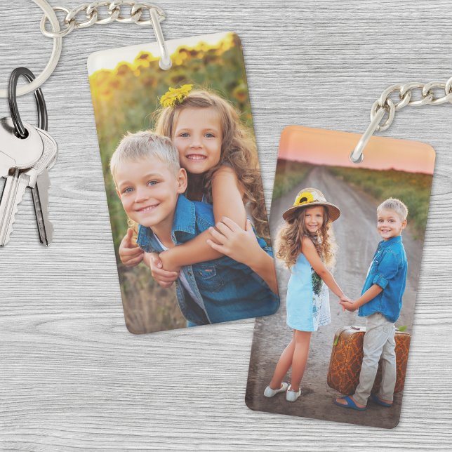 Maßgeschneiderte Doppelkids 2 Foto Schlüsselanhänger (Custom Double Sided Kids Two Photo Keychain)