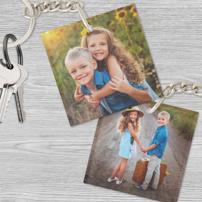 Maßgeschneiderte Doppelkids 2 Foto Schlüsselanhänger (Custom Double Sided Kids Two Photo Keychain)
