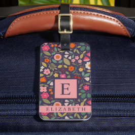 Maßgeschneiderte Dunkelblau-Blüten-Multicolor-Blum Gepäckanhänger