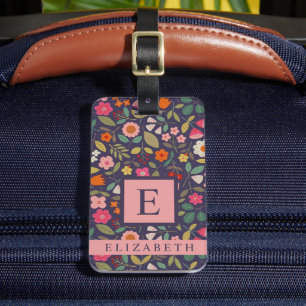 Maßgeschneiderte Dunkelblau-Blüten-Multicolor-Blum Gepäckanhänger