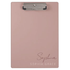 Maßgeschneiderte Dusty-Rose Moderner Monogramm-Nam Klemmbrett