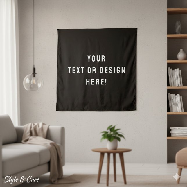 Maßgeschneiderte eckige Tapisserie - Schwarz und P Wandteppich (Custom Square Tapestry – Black & Personalized)