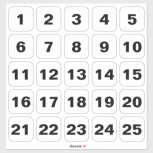 Maßgeschneiderte eckige Zahlenklammer Schwarz auf  Aufkleber