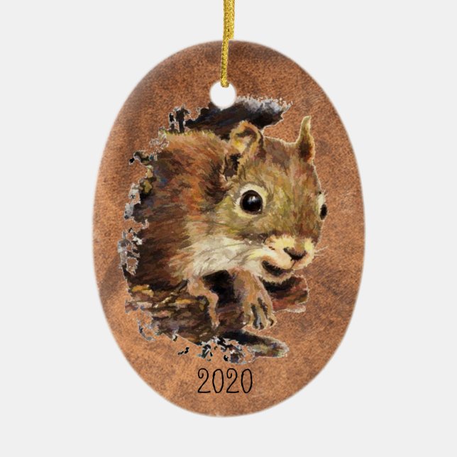 Maßgeschneiderte Eichhörnchen Tierfarbe Tierart Keramik Ornament (Vorne)