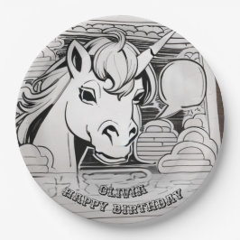 Maßgeschneiderte Einhornfärbung in Party Pappteller