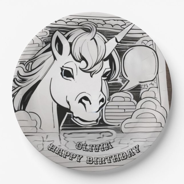 Maßgeschneiderte Einhornfärbung in Party Pappteller (Vorderseite)