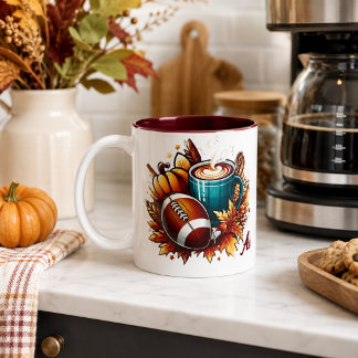 Maßgeschneiderte, einzigartige Fußball-Herbstcockt Zweifarbige Tasse