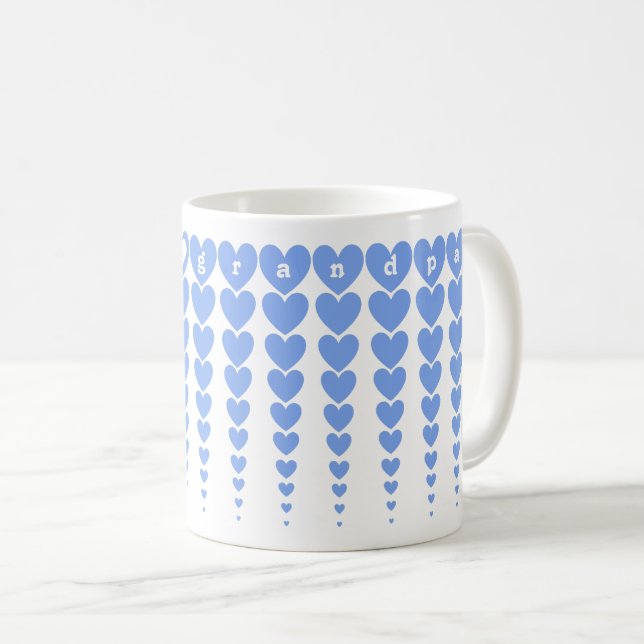 Maßgeschneiderte Elegante Best Grandpa Blue Heart  Kaffeetasse (VorderseiteRechts)