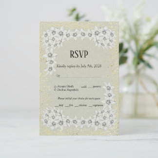 Maßgeschneiderte elegante, blumengoldene RSVP-Kart RSVP Karte