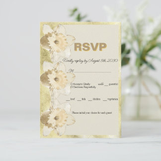 Maßgeschneiderte elegante Narzisse Blume mit Goldr RSVP Karte