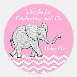 Maßgeschneiderte Elephant Danke Baby Shower Sticke Runder Aufkleber
