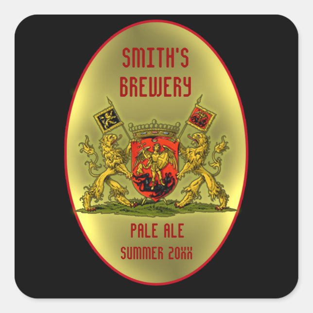 Maßgeschneiderte Etiketten für Bier oder Wein Quadratischer Aufkleber (Vorderseite)