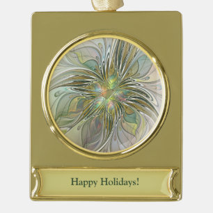 Maßgeschneiderte Fantasy Moderne Blume mit Gold Banner-Ornament Gold