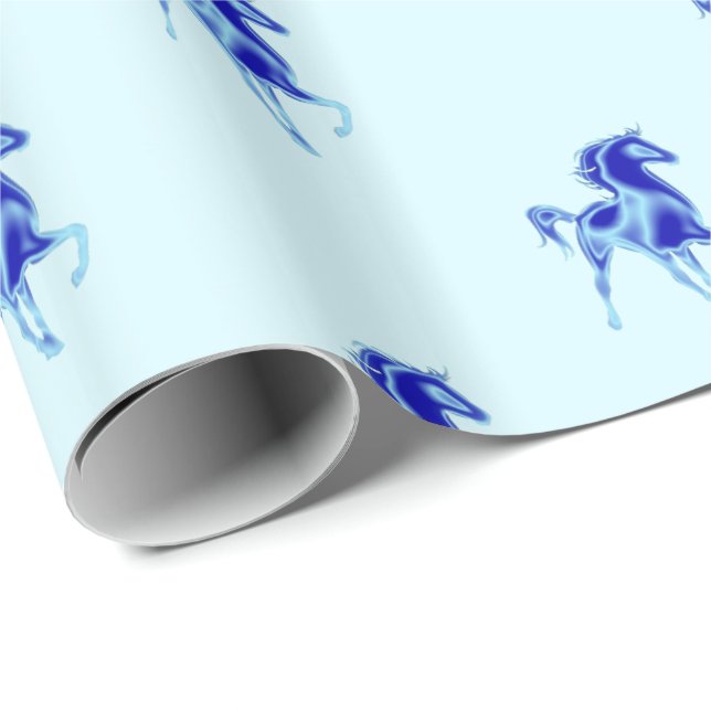 Maßgeschneiderte Farben Wrapping Paper Blue Horse Geschenkpapier (Rolleneckpunkt)