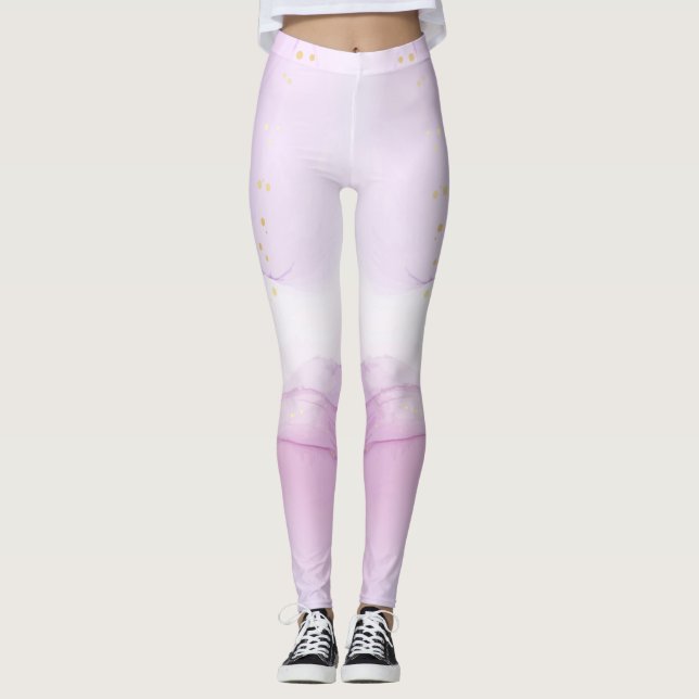 Maßgeschneiderte, fett gemischte Prints Gold-Akzen Leggings (Vorderseite)