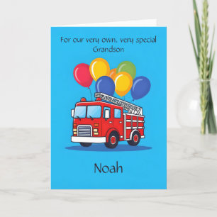 Maßgeschneiderte Feuerwehrwagen Grandson Birthday  Ankündigung